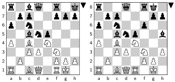 Two similar positions in the Italian Game